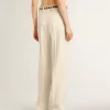 Pantaloni larghi da donna in tessuto sartoriale bianco consumato Pantaloni larghi da donna in tessuto sartoriale bianco consumato