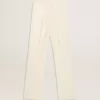 Pantaloni larghi da donna in tessuto sartoriale bianco consumato Pantaloni larghi da donna in tessuto sartoriale bianco consumato