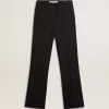 Pantaloni morbidi da donna in misto lana nero Pantaloni morbidi da donna in misto lana nero