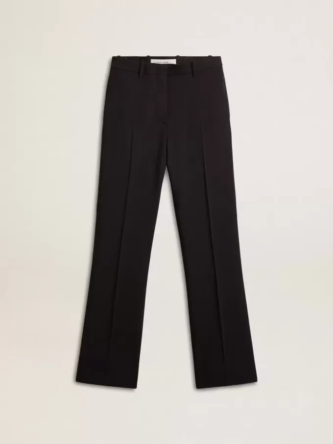 Pantaloni morbidi da donna in misto lana nero Pantaloni morbidi da donna in misto lana nero