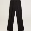 Pantaloni morbidi da donna in misto lana nero Pantaloni morbidi da donna in misto lana nero