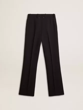 Pantaloni morbidi da donna in misto lana nero