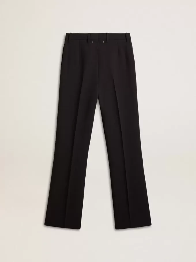 Pantaloni morbidi da donna in misto lana nero Pantaloni morbidi da donna in misto lana nero