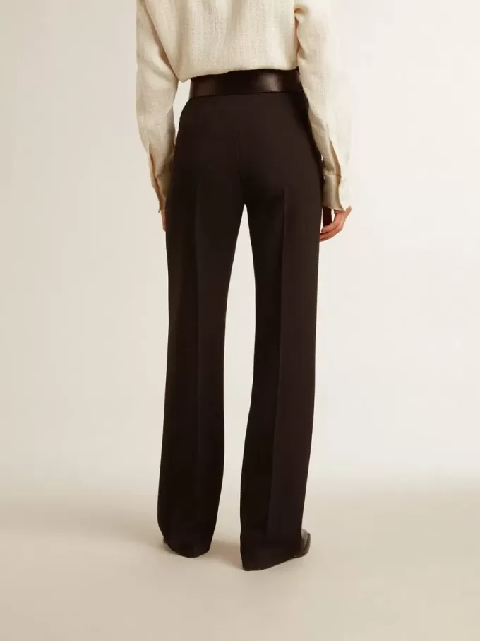 Pantaloni morbidi da donna in misto lana nero Pantaloni morbidi da donna in misto lana nero
