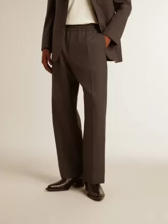 Pantaloni morbidi da uomo in lana grigio antracite