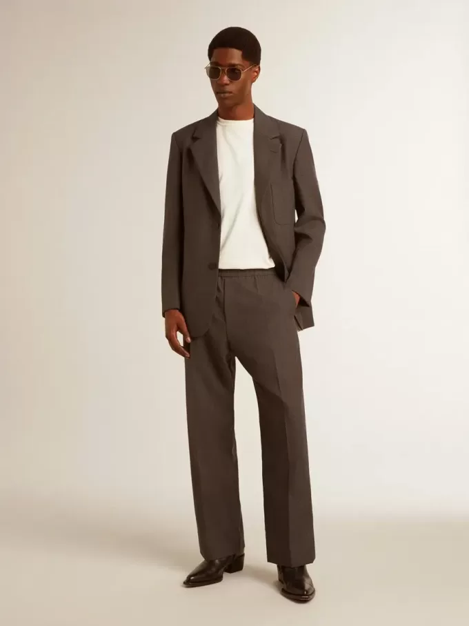 Pantaloni morbidi da uomo in lana grigio antracite Pantaloni morbidi da uomo in lana grigio antracite