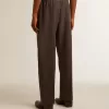 Pantaloni morbidi da uomo in lana grigio antracite Pantaloni morbidi da uomo in lana grigio antracite