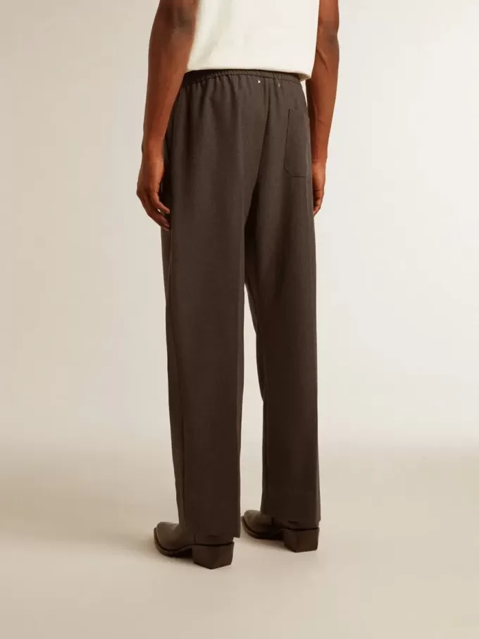 Pantaloni morbidi da uomo in lana grigio antracite Pantaloni morbidi da uomo in lana grigio antracite