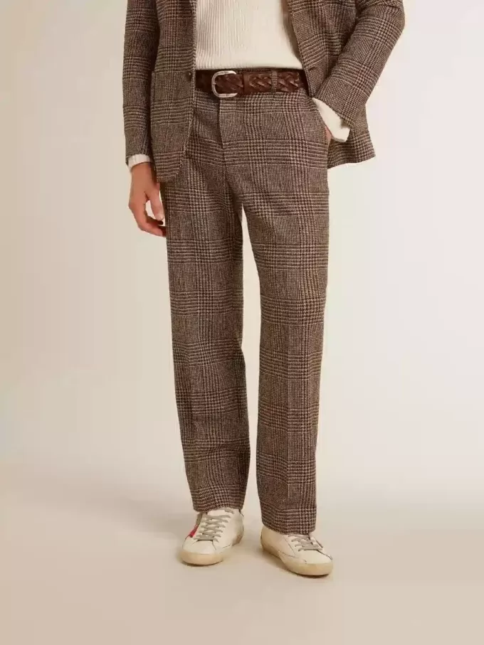 Pantaloni morbidi da uomo in pied-de-poule