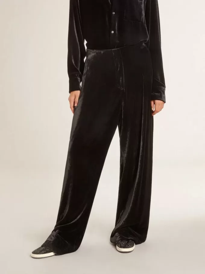Pantaloni neri effetto velluto