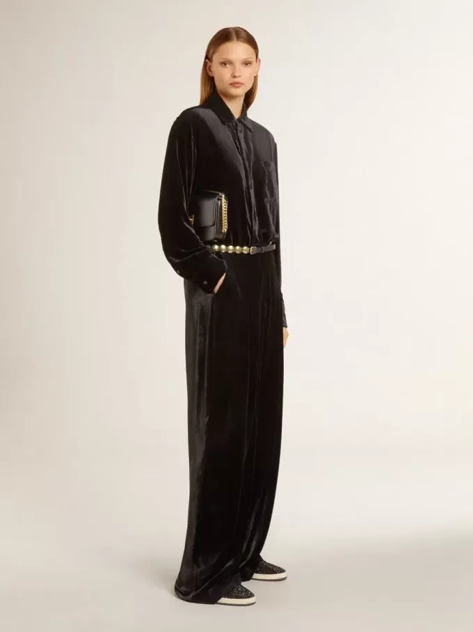 Pantaloni neri effetto velluto