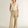 Pantaloni pigiama da donna in jacquard beige con motivo floreale