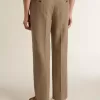 Pantaloni sartoriali in misto lino chevron color sabbia Pantaloni sartoriali in misto lino chevron color sabbia