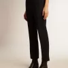 Pantaloni sigaretta da donna in lana blu scuro Pantaloni sigaretta da donna in lana blu scuro