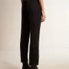Pantaloni sigaretta da donna in lana blu scuro Pantaloni sigaretta da donna in lana blu scuro
