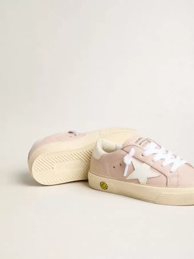 Pink May Teen con stella in pelle bianca Pink May Teen con stella in pelle bianca