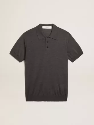 Polo da donna in lana merino antracite Polo da donna in lana merino antracite