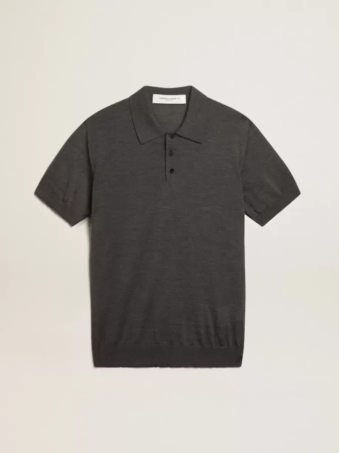 Polo da donna in lana merino antracite Polo da donna in lana merino antracite