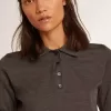 Polo da donna in lana merino antracite Polo da donna in lana merino antracite