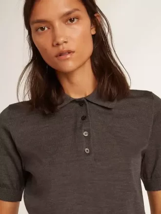 Polo da donna in lana merino antracite Polo da donna in lana merino antracite