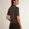 Polo da donna in lana merino antracite Polo da donna in lana merino antracite