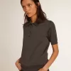 Polo da donna in lana merino antracite Polo da donna in lana merino antracite