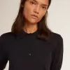 Polo da donna in lana merino blu navy Polo da donna in lana merino blu navy
