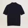Polo da donna in lana merino blu navy Polo da donna in lana merino blu navy