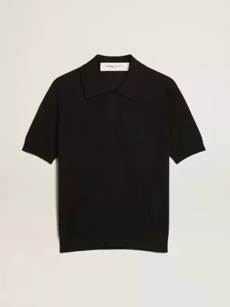 Polo da donna in lana merino nera Polo da donna in lana merino nera