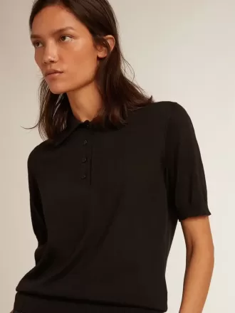 Polo da donna in lana merino nera Polo da donna in lana merino nera
