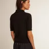 Polo da donna in lana merino nera Polo da donna in lana merino nera