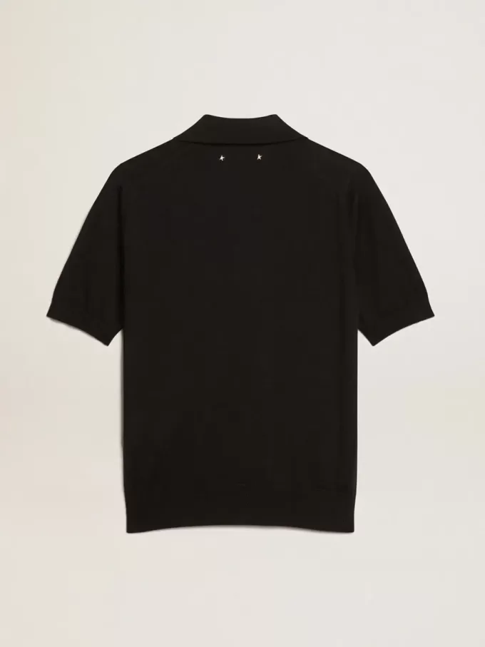 Polo da donna in lana merino nera Polo da donna in lana merino nera