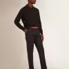 Polo da uomo a maniche lunghe in lana merino nera Polo da uomo a maniche lunghe in lana merino nera