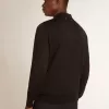 Polo da uomo a maniche lunghe in lana merino nera Polo da uomo a maniche lunghe in lana merino nera
