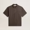 Polo da uomo in cotone grigio antracite con ricamo