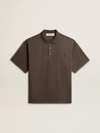 Polo da uomo in cotone grigio antracite con ricamo Polo da uomo in cotone grigio antracite con ricamo