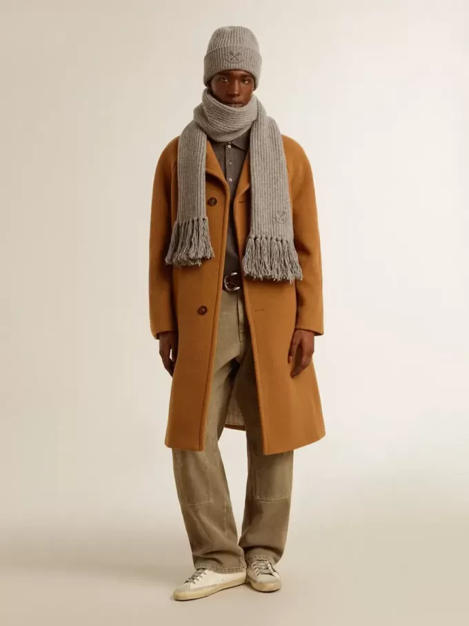 Polo da uomo in cotone grigio antracite con ricamo