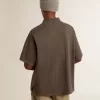 Polo da uomo in cotone grigio antracite con ricamo
