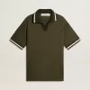 Polo da uomo in jersey verde militare con ricamo Polo da uomo in jersey verde militare con ricamo