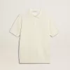 Polo da uomo in maglia jacquard bianca Polo da uomo in maglia jacquard bianca