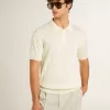 Polo da uomo in maglia jacquard bianca Polo da uomo in maglia jacquard bianca