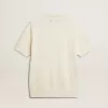 Polo da uomo in maglia jacquard bianca Polo da uomo in maglia jacquard bianca