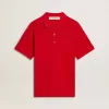 Polo da uomo in piquet di cotone rosso Polo da uomo in piquet di cotone rosso