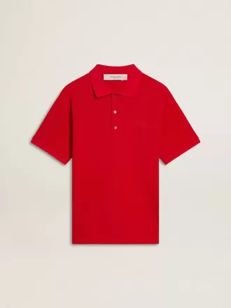 Polo da uomo in piquet di cotone rosso Polo da uomo in piquet di cotone rosso
