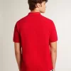 Polo da uomo in piquet di cotone rosso Polo da uomo in piquet di cotone rosso