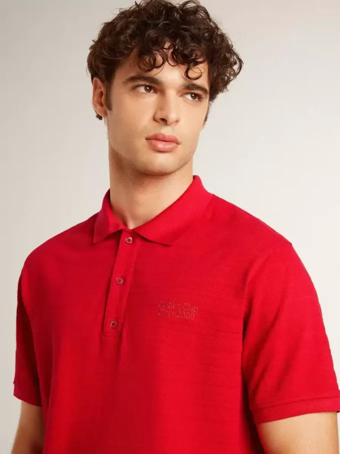 Polo da uomo in piquet di cotone rosso Polo da uomo in piquet di cotone rosso
