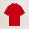 Polo da uomo in piquet di cotone rosso Polo da uomo in piquet di cotone rosso
