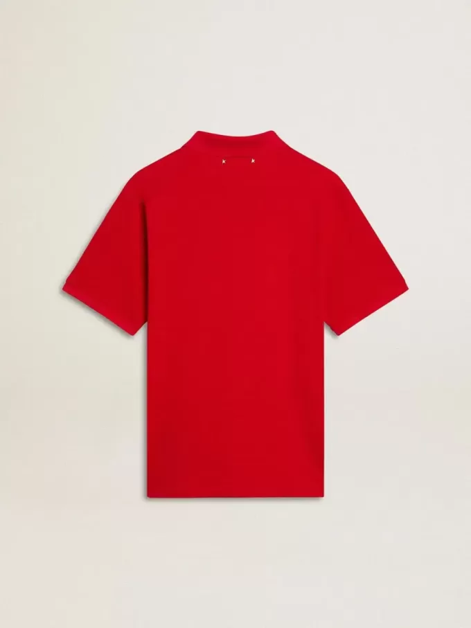Polo da uomo in piquet di cotone rosso Polo da uomo in piquet di cotone rosso