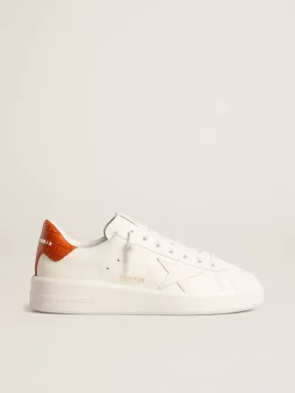 Purestar da donna con stella in pelle bianca e linguetta arancione sul tallone Purestar da donna con stella in pelle bianca e linguetta arancione sul tallone