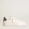 Purestar da donna con stella in pelle bianca e tallone glitterato antracite Purestar da donna con stella in pelle bianca e tallone glitterato antracite